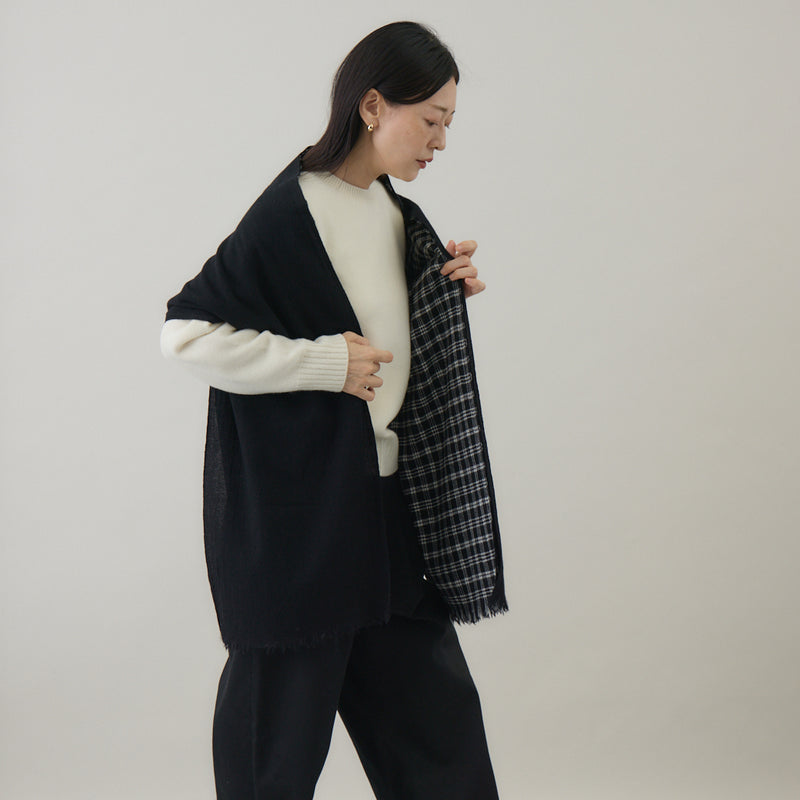 チェック柄やわらか2重織りストール ｜ウール 軽量 日本製
