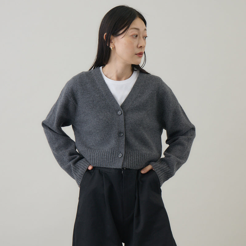ウールカシミヤ Vネックカーディガン ショート