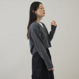 ウールカシミヤ Vネックカーディガン ショート