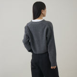 ウールカシミヤ Vネックカーディガン ショート