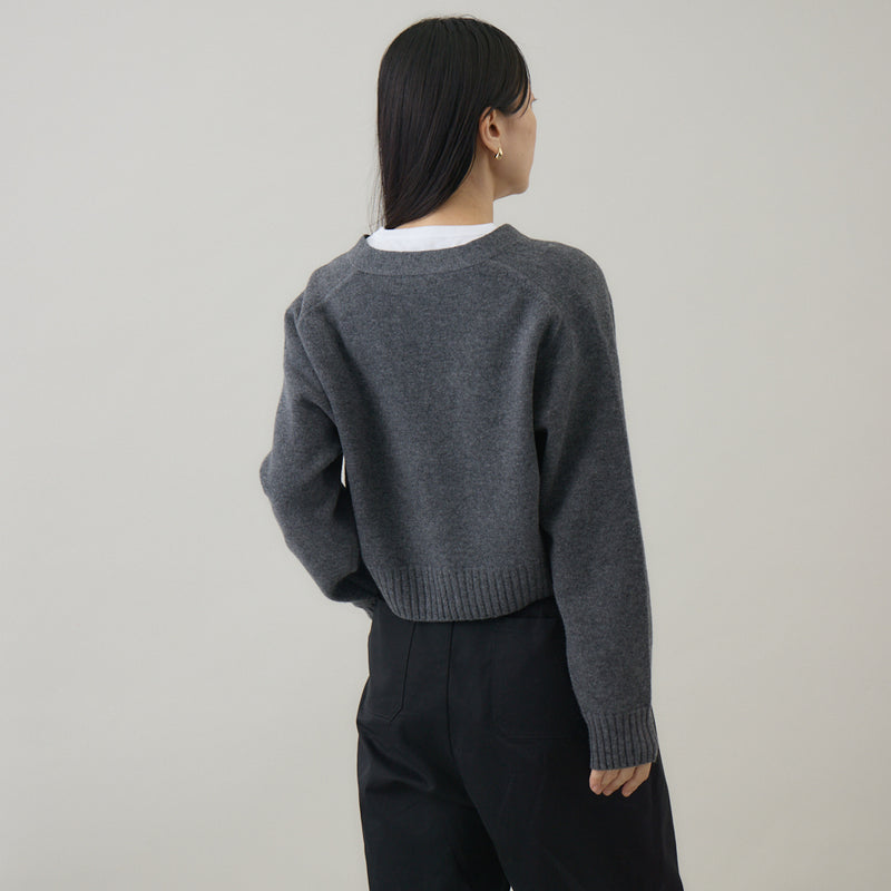 ウールカシミヤ Vネックカーディガン ショート