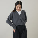 ウールカシミヤ Vネックカーディガン ショート
