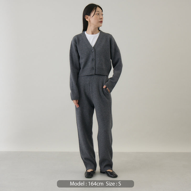 ウールカシミヤ Vネックカーディガン ショート