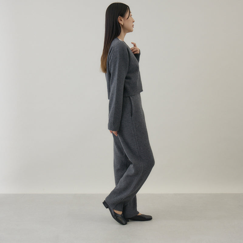 ウールカシミヤ Vネックカーディガン ショート