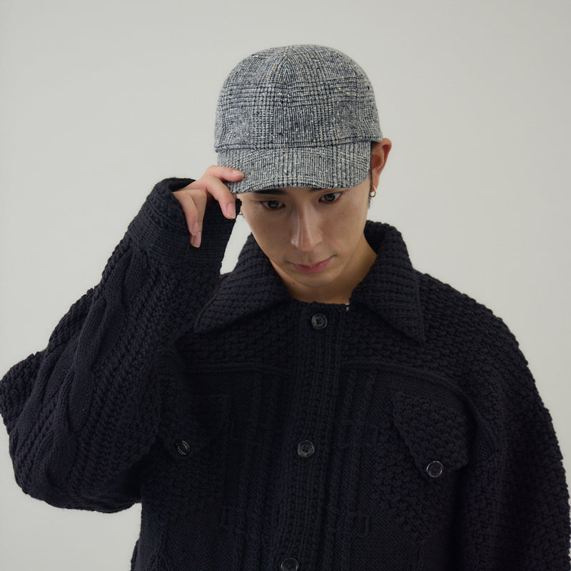 【Nine Tailor × kuros’別注】ウールシャギーキャップ｜チェック柄 日本製