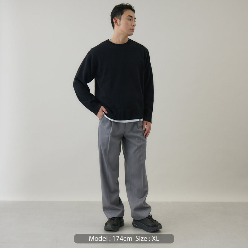 ウールカシミヤ クルーネックニット プルオーバー