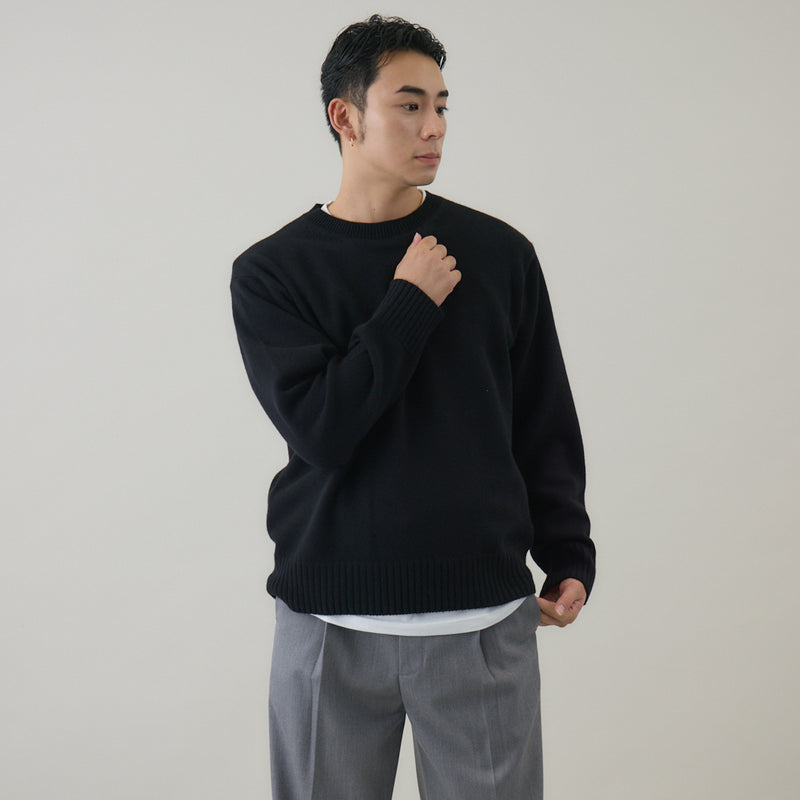 ウールカシミヤ クルーネックニット プルオーバー