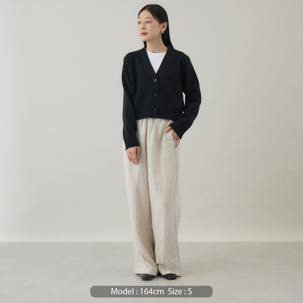 ウールカシミヤ Vネックカーディガン ショート – kuros.style