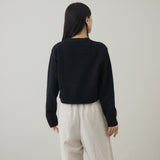 ウールカシミヤ Vネックカーディガン ショート