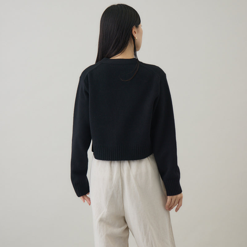 ウールカシミヤ Vネックカーディガン ショート