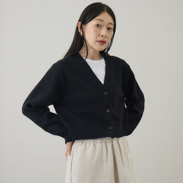 ウールカシミヤ Vネックカーディガン ショート