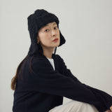 あったか耳付きニット帽｜手編み ウール100％ 日本製