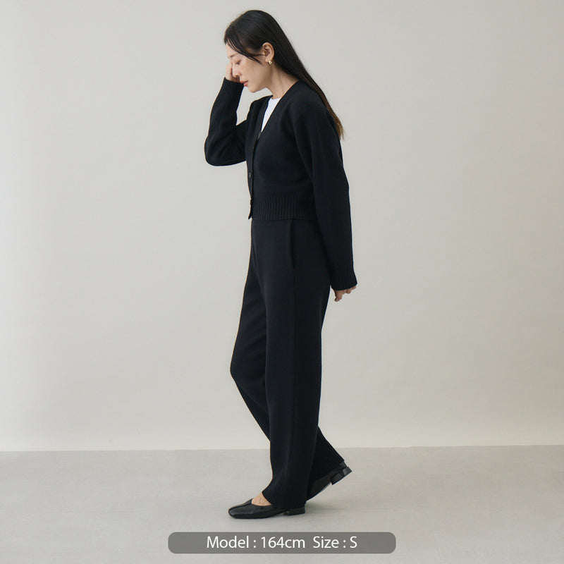 ウールカシミヤ Vネックカーディガン ショート