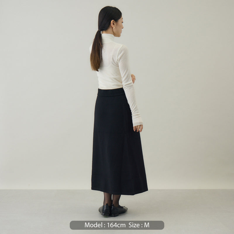 ウールカシミヤ ニットスカート 黒