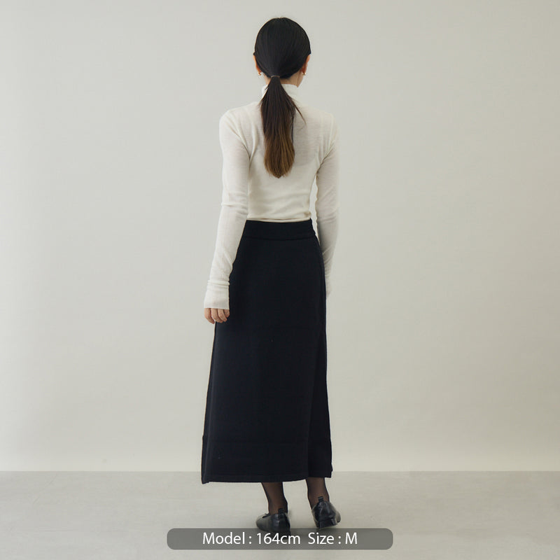 ウールカシミヤ ニットスカート 黒