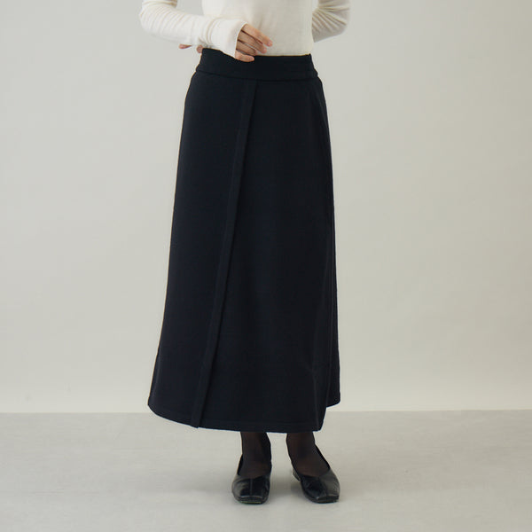 ウールカシミヤ ニットスカート 黒