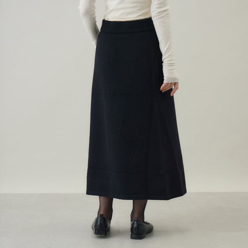 ウールカシミヤ ニットスカート 黒