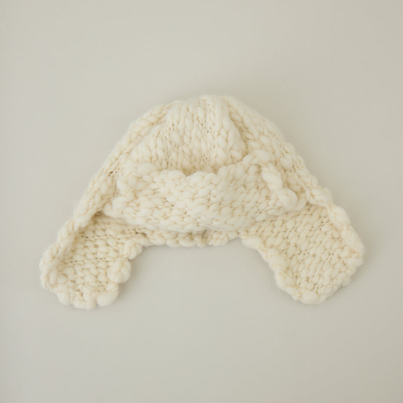 あったか耳付きニット帽｜手編み ウール100％ 日本製