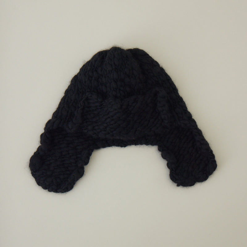 あったか耳付きニット帽｜手編み ウール100％ 日本製
