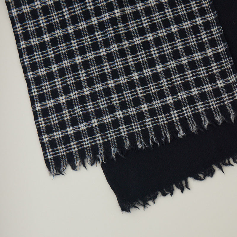 チェック柄やわらか2重織りストール ｜ウール 軽量 日本製