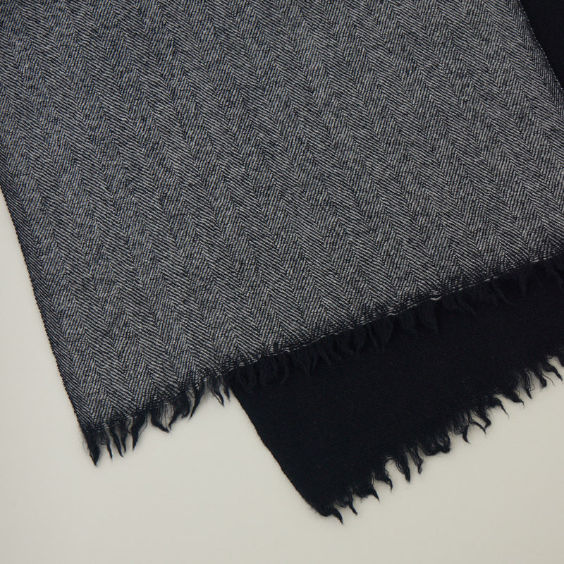 ヘリンボーン柄やわらか2重織りストール ｜ウール 軽量 日本製