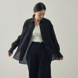 【kuros'オリジナル】スリットシースルーシャツ｜シアー ドライタッチ レディース