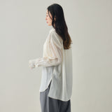 【kuros'オリジナル】スリットシースルーシャツ｜シアー ドライタッチ レディース