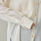 【kuros'オリジナル】スリットシースルーシャツ｜シアー ドライタッチ レディース