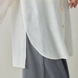 【kuros'オリジナル】スリットシースルーシャツ｜シアー ドライタッチ レディース