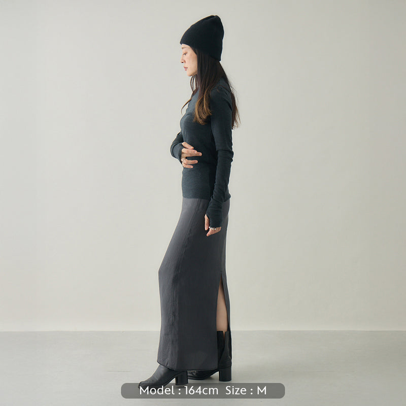 【kuros’オリジナル】ウールタートルネックロングTシャツ｜ ウール100％ 日本製 レディース