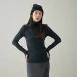 【kuros’オリジナル】ウールタートルネックロングTシャツ｜ ウール100％ 日本製 レディース