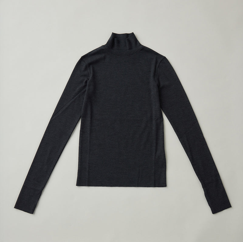【kuros’オリジナル】ウールタートルネックロングTシャツ｜ ウール100％ 日本製 レディース