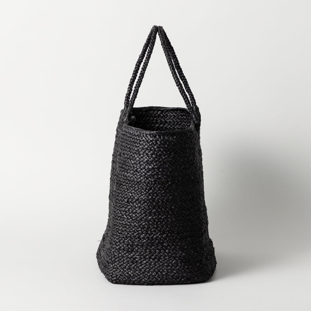 直営店☆MaisonMargiela☆ ラフィア 2WAY ハンドバッグ/ BLACK 再入荷】ラフィア マルシェ カゴバッグ 黒 LL(別注サイズ