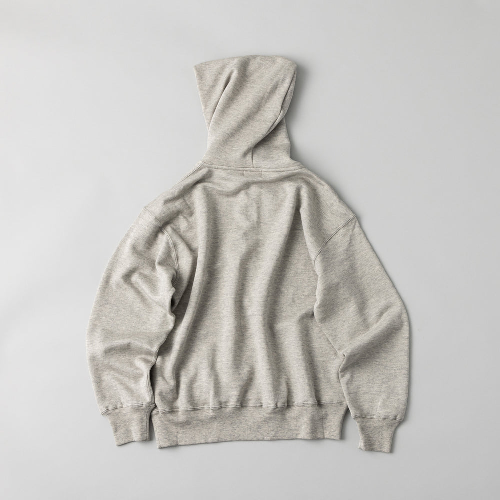 COTTONY HALF ZIP HOODIE SWEAT トップグレー – kuros.style