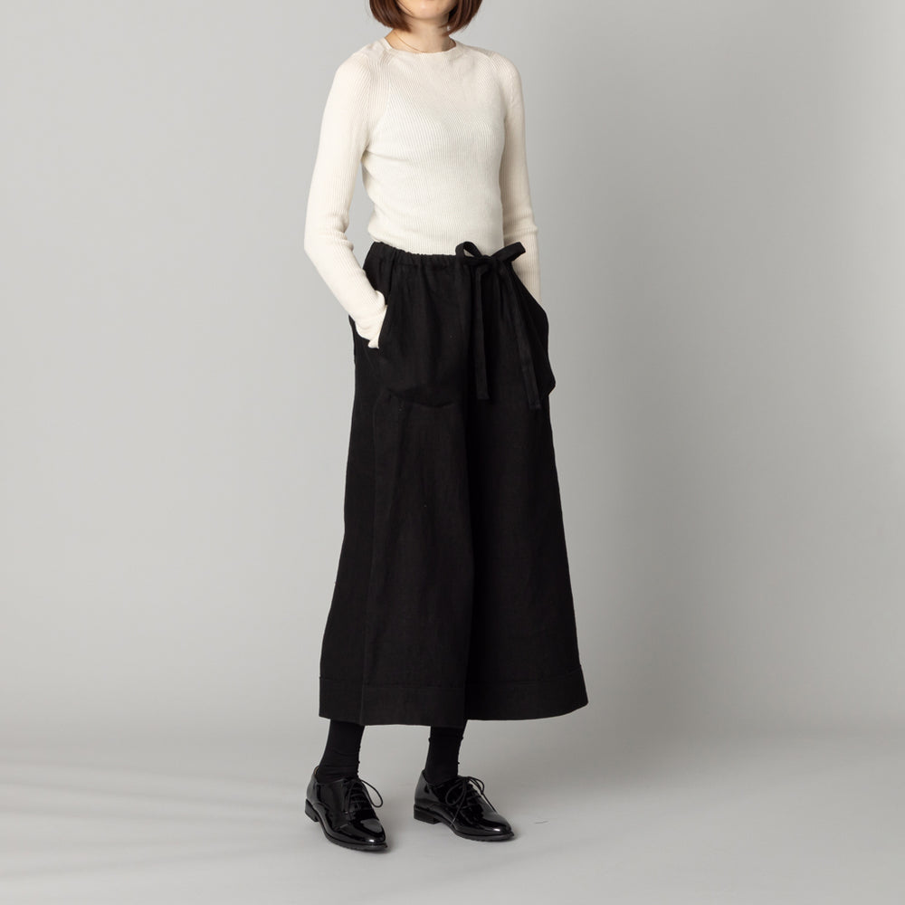 Y's ワイズ ///  コットンリネン後ラップパンツ 黒  size 2 起毛リネン ワイドパンツ 黒 – kuros.style