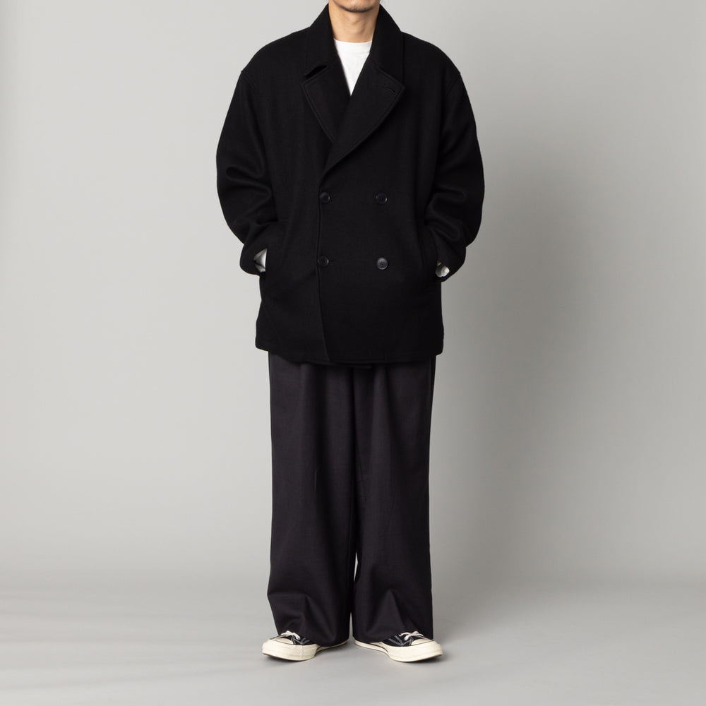 リサイクルウール ピーコート - ブラック – kuros.style