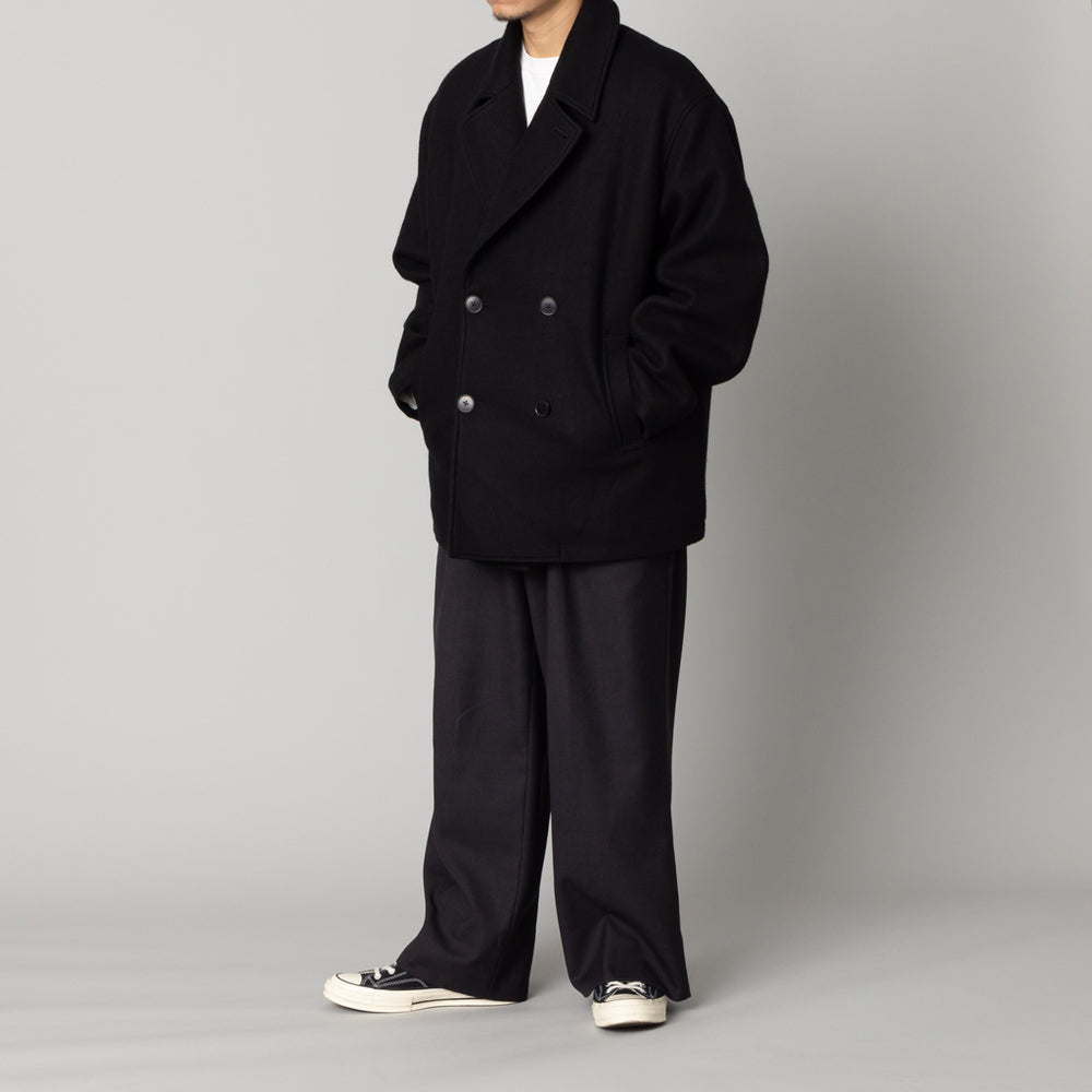 リサイクルウール ピーコート - ブラック – kuros.style