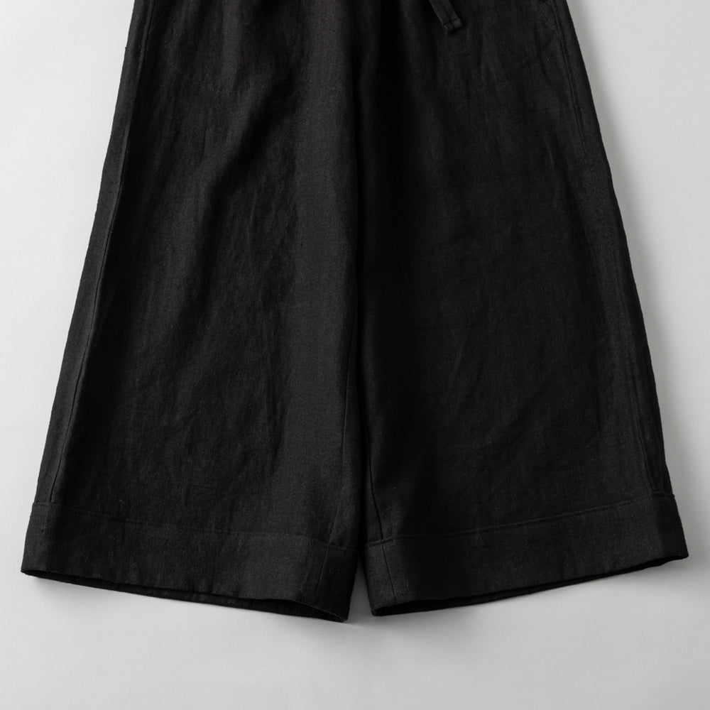 Y's ワイズ ///  コットンリネン後ラップパンツ 黒  size 2 3color 涼感リネンタッチラップワイドパンツ□納期目安：即納