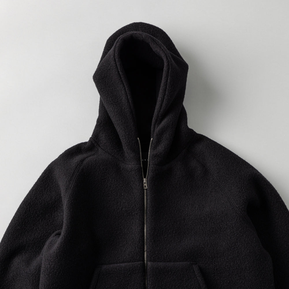起毛ウールダンボールニット ジップアップフーディー 黒 – kuros.style
