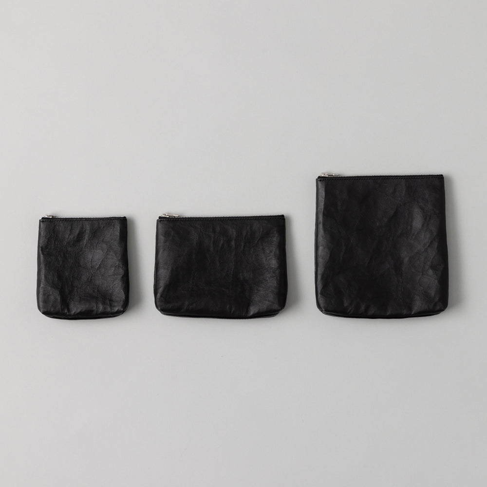 レザージップポーチ タテ型 Zip pouch D MT 黒 – kuros.style