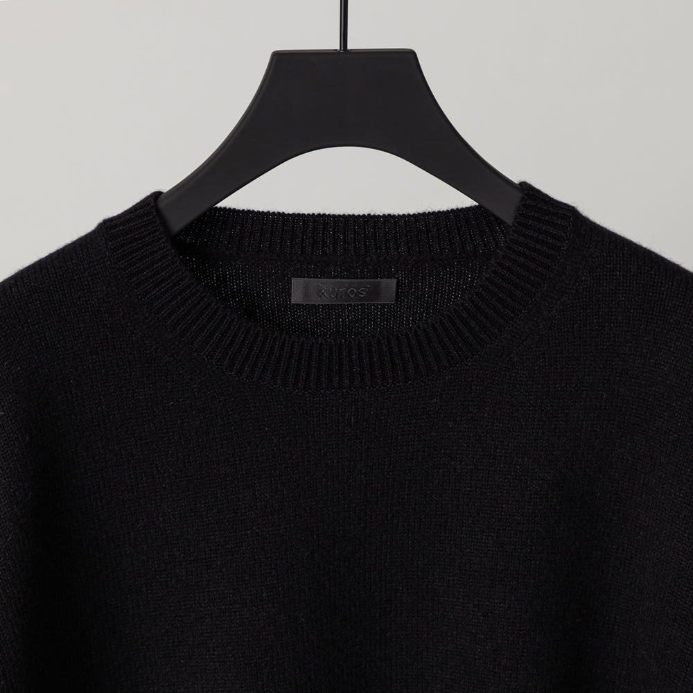 ウールカシミヤ クルーネックニット プルオーバー 黒 – kuros.style
