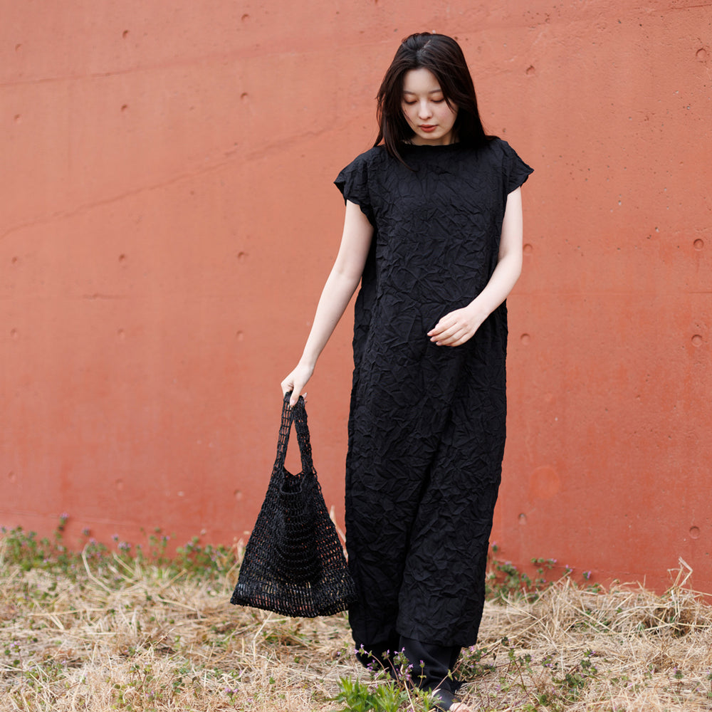 超美品　CREDRAN  かごバッグ　ラフィア　内袋　黒　サイドレザーポケット 超美品 CREDRAN かごバッグ ラフィア 内袋 黒 サイドレザーポケット