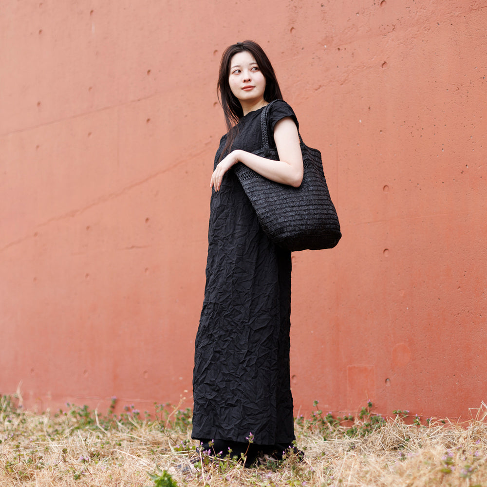 ONLINE限定】ラフィア ライントートバック 黒 L – kuros.style