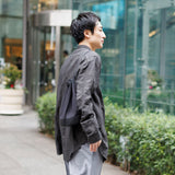 コーデュラメッシュ × レザー 3WAYショルダー　巾着バッグ　黒