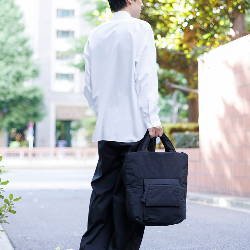ふかふか塩縮ナイロン 2WAYショルダーバック 黒