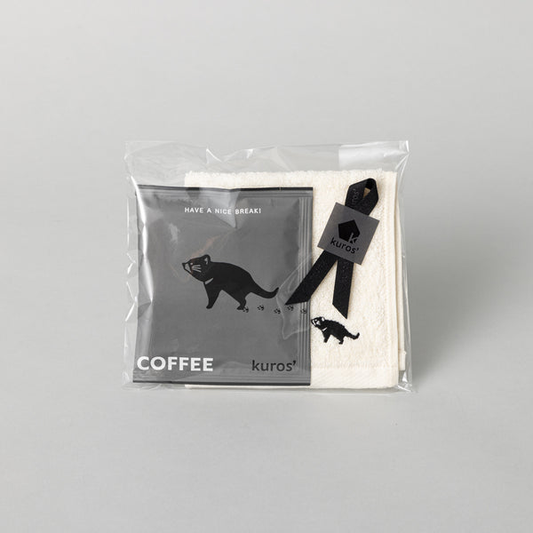 【プチギフト】 ドリップコーヒー(1袋)&ふんわり甘撚り刺繍ミニタオル(オフ)のプチギフト