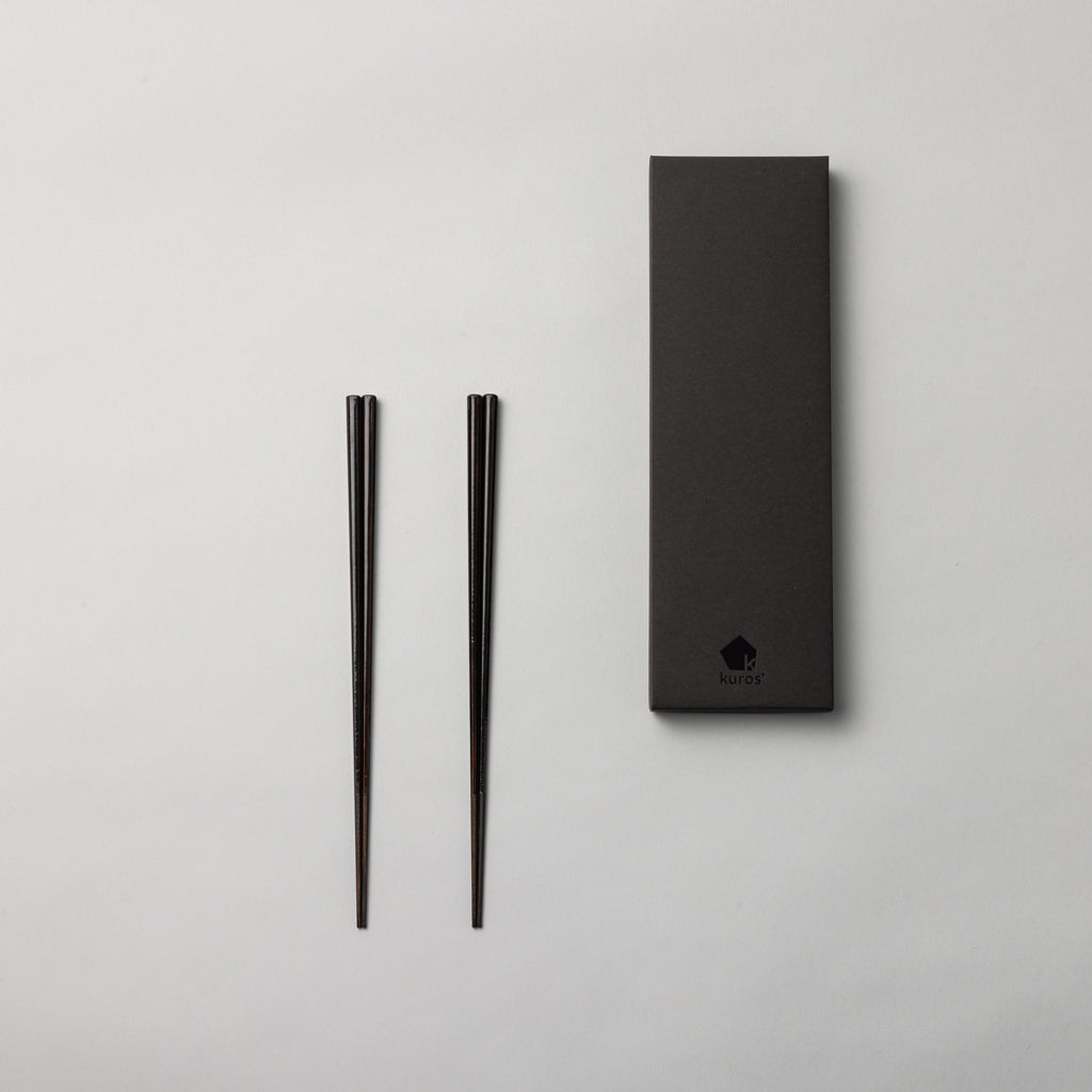 国産杉 漆黒極細箸 ペア 8角　【10年保証付】