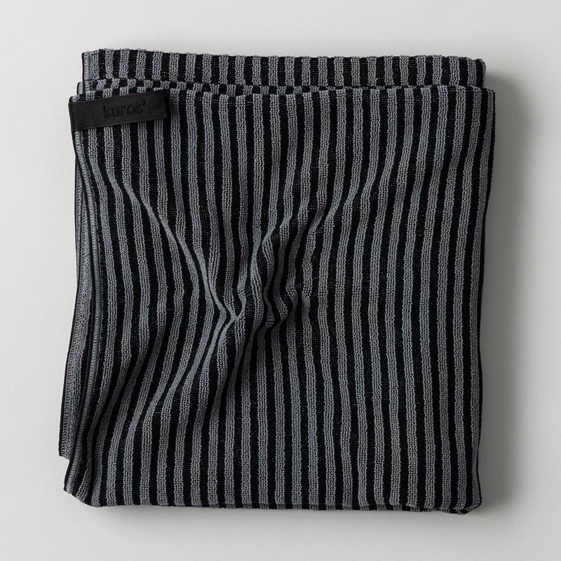 "みっちり"やわらか 黒×グレー ストライプ 超長綿使用 バスタオル