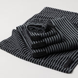 "みっちり"やわらか 黒×グレー ストライプ 超長綿使用 バスタオル