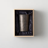 【kuros'オリジナル】チタン二重タンブラー GUNMETA 広口小 黒 300ml 桐箱入り